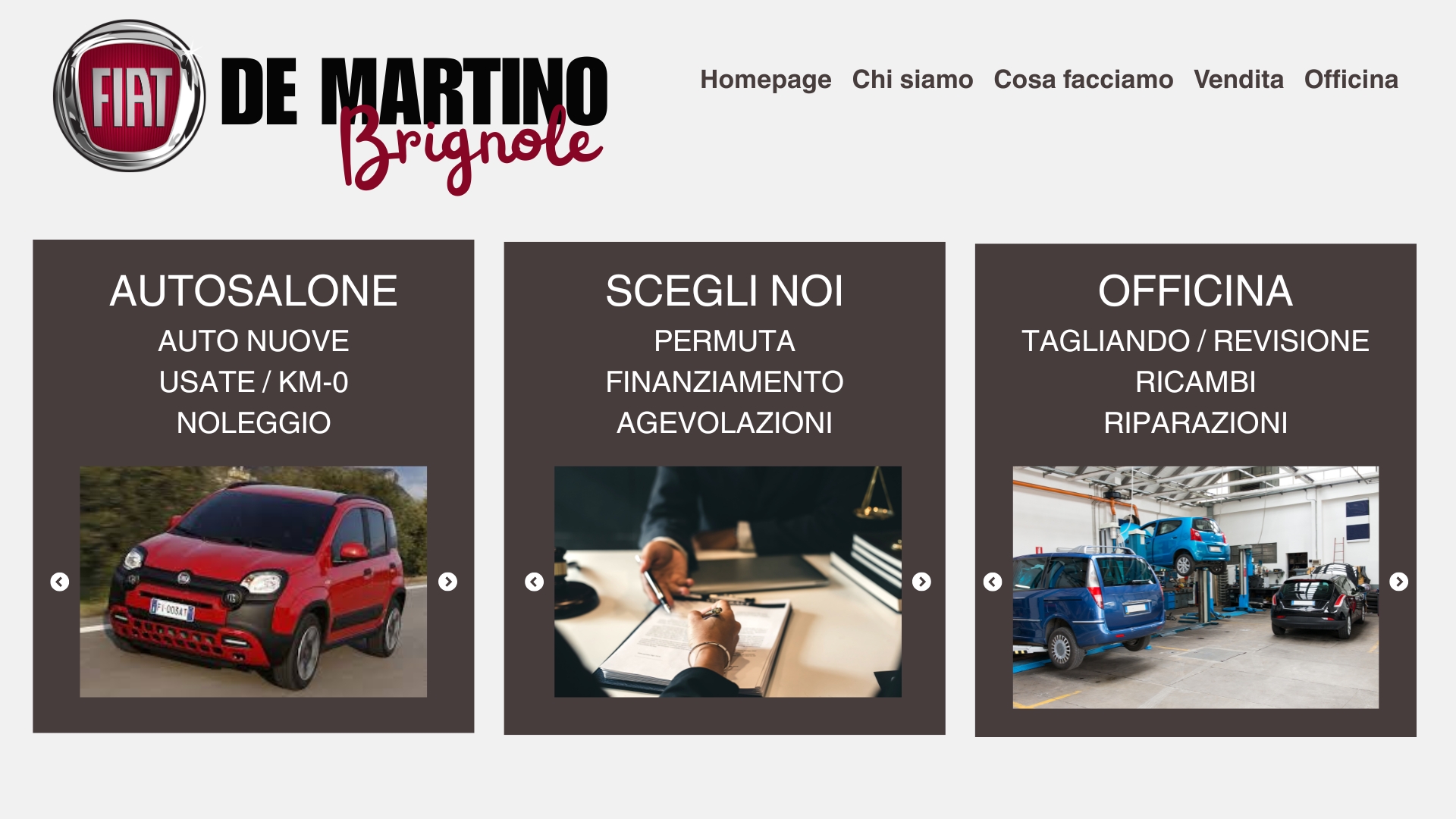 Sito web De Martino Auto prima dell'intervento di Kroma Studio