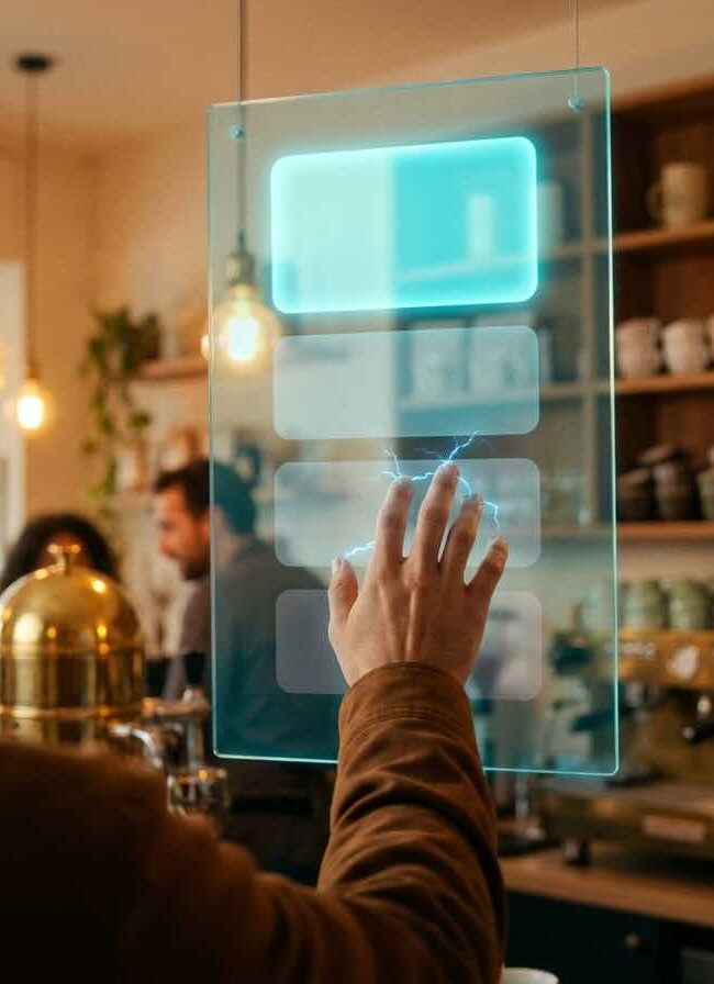 Laptop con interfaccia di ricerca basata su intelligenza artificiale che rappresenta la visibilità su Google AI Overviews e AI Mode.