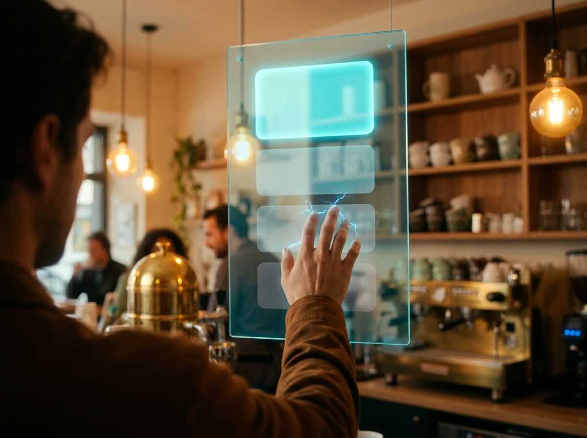 Laptop con interfaccia di ricerca basata su intelligenza artificiale che rappresenta la visibilità su Google AI Overviews e AI Mode.